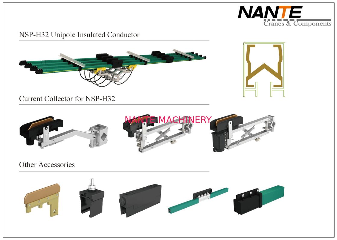 NSP-H32 Conductor Rail System Unipole Insulated Conductor Aluminium & Copper Material Rail