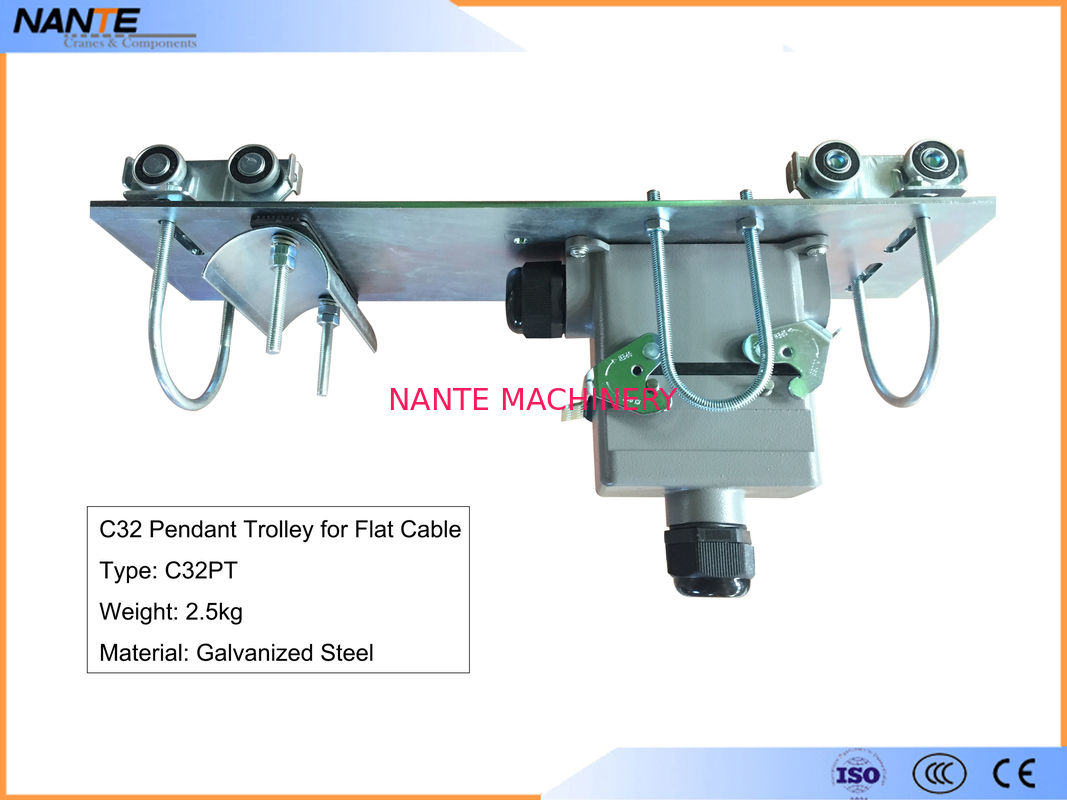 Flat Cable C Track Festoon System C32PT Pendant Trolley With Galvanized Steel
