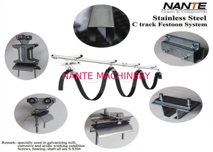 Flat Cable Festoon Track System For Crane And Trolley Power Supply